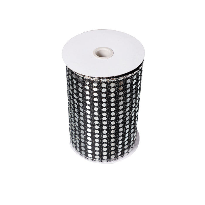 CR230NP Listón Bling Negro y Plata 15 Cm. x 9 Mts.
