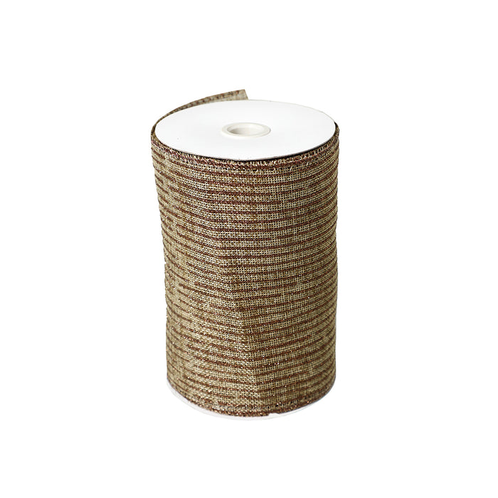 CR237NB Listón Pinstripe Natural y Bronce 15 Cm. x 9 Mts.