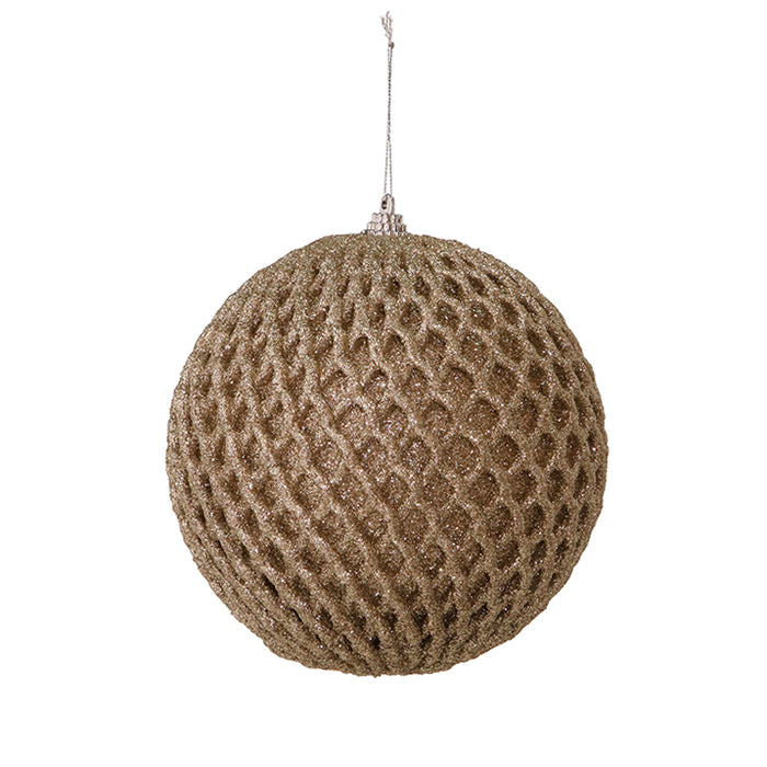 RJL313CH Esfera Tejido Frost Champaña 15 Cm.