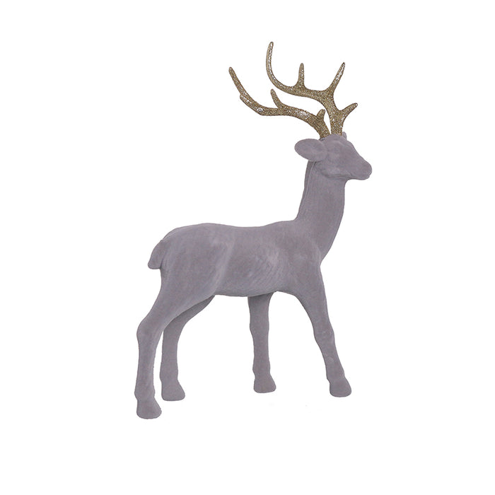 RJL368GV Venado Terciopelo Gris Volteando 32 Cm.