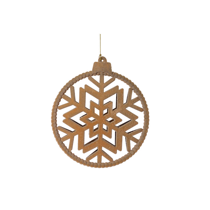 RJL381 Esfera Snowflake Terciopelo Camello 20 Cm.
