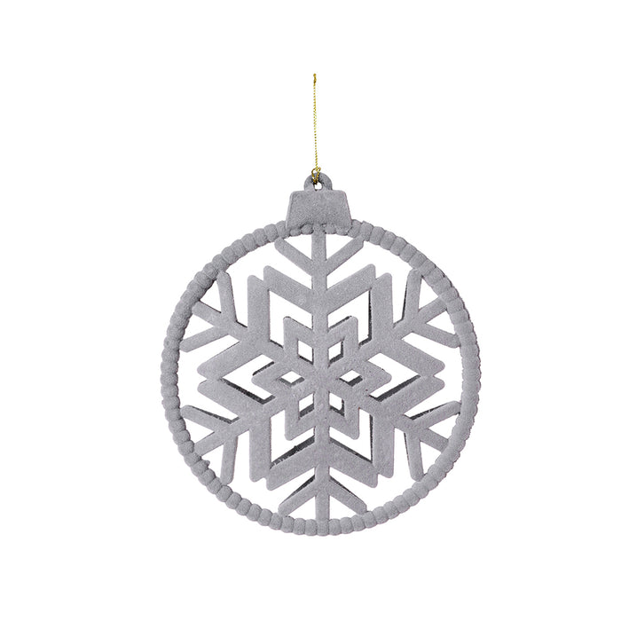 RJL381G Esfera Snowflake Terciopelo Gris 20 Cm.
