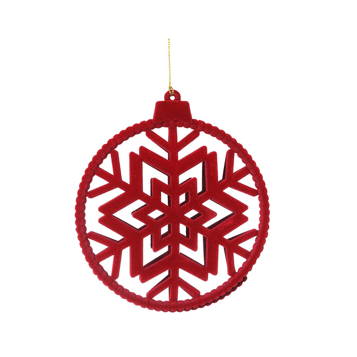 RJL381R Esfera Snowflake Terciopelo Rojo 20 Cm.