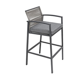 SCL58BBG Banco Bar Mallorca Gris con Ratán y Acero.
