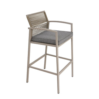 SCL58BBT Banco Bar Mallorca Taupé con Ratán y Acero.