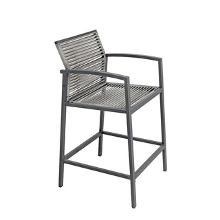 SCL58BCG Banco Cocina Mallorca Gris con Ratán y Acero.