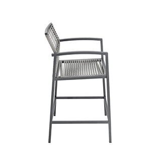 SCL58BCG Banco Cocina Mallorca Gris con Ratán y Acero.