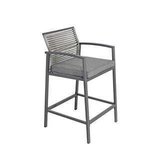 SCL58BCG Banco Cocina Mallorca Gris con Ratán y Acero.