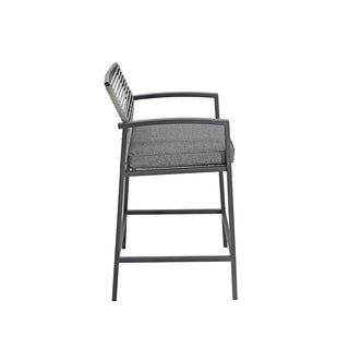 SCL58BCG Banco Cocina Mallorca Gris con Ratán y Acero.