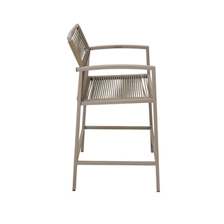 SCL58BCT Banco Cocina Mallorca Taupé con Ratán y Acero.