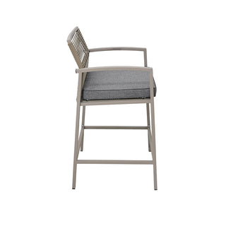 SCL58BCT Banco Cocina Mallorca Taupé con Ratán y Acero.