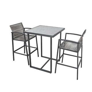 SCL58BBG Banco Bar Mallorca Gris con Ratán y Acero.