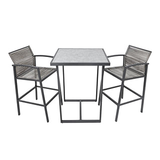 SCL58BBG Banco Bar Mallorca Gris con Ratán y Acero.