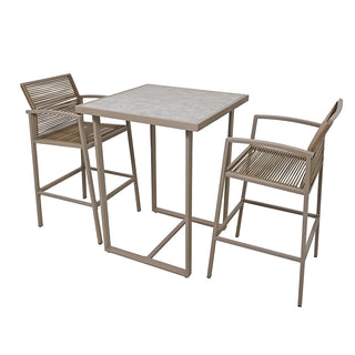 SCL58BBT Banco Bar Mallorca Taupé con Ratán y Acero.