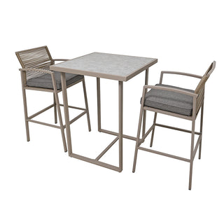 SCL58BBT Banco Bar Mallorca Taupé con Ratán y Acero.