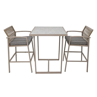 SCL58BBT Banco Bar Mallorca Taupé con Ratán y Acero.