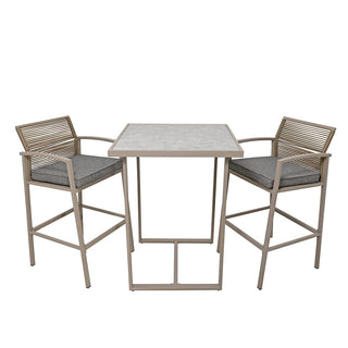 SCL58BBT Banco Bar Mallorca Taupé con Ratán y Acero.