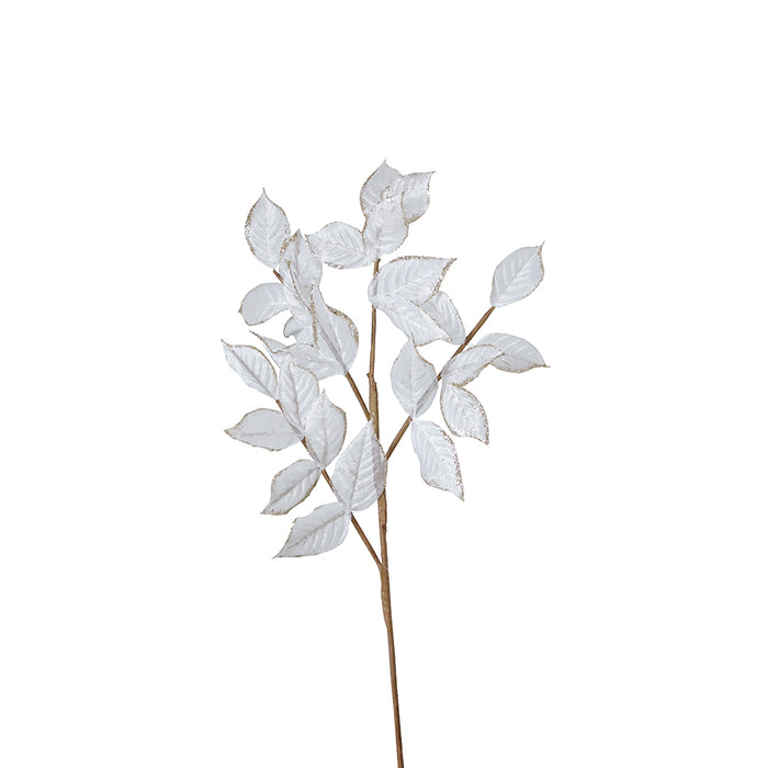 XH2329BO Rama Hojas Tul Blanco Oro Frost 77 Cm.