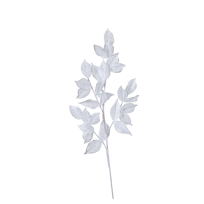 XH2329BP Rama Hojas Tul Blanco y Plata Frost 77 Cm.