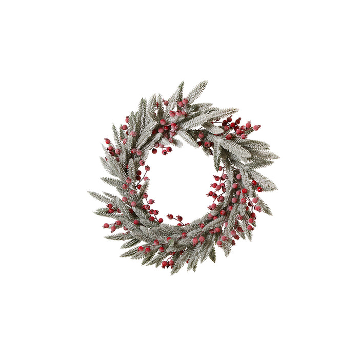 YS23228 Corona Pino Nevado y Berries 55 Cm.