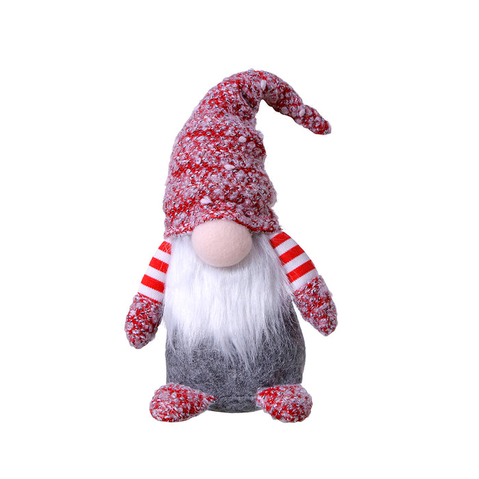 YS2327GR Gnomo Sentado Gris y Rojo 35 Cm.