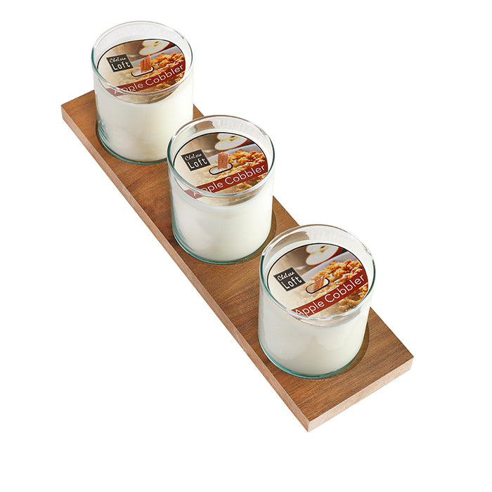 AR1203AS Triple Vela Apple Cobbler Con Base 120Gr. C/U Pabilo Madera.