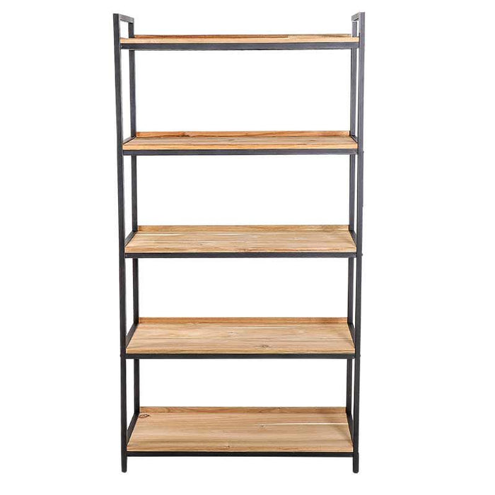 CL2058 Estanteria Metálica Madera De Acacia 5 Niveles 32(P)X82(L)X162(A)Cm.