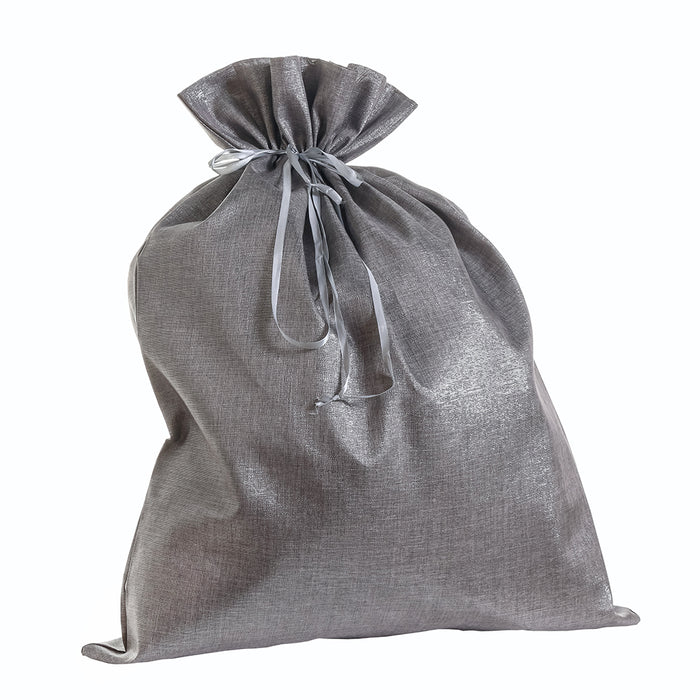 CR3001BMP Bolsa De Almacenaje Navideño Lino Metalico Plata 70x90 Cm.