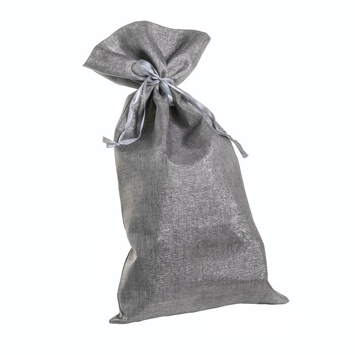 CR3001BP Bolsa Para Regalo Lino Metalico Plata 32x60 Cm.