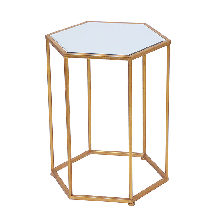 FT035O-1 Mesa Lateral Hexagonal Oro Chica 43(L) x37.5cm.(P) x53.5cm.(A)