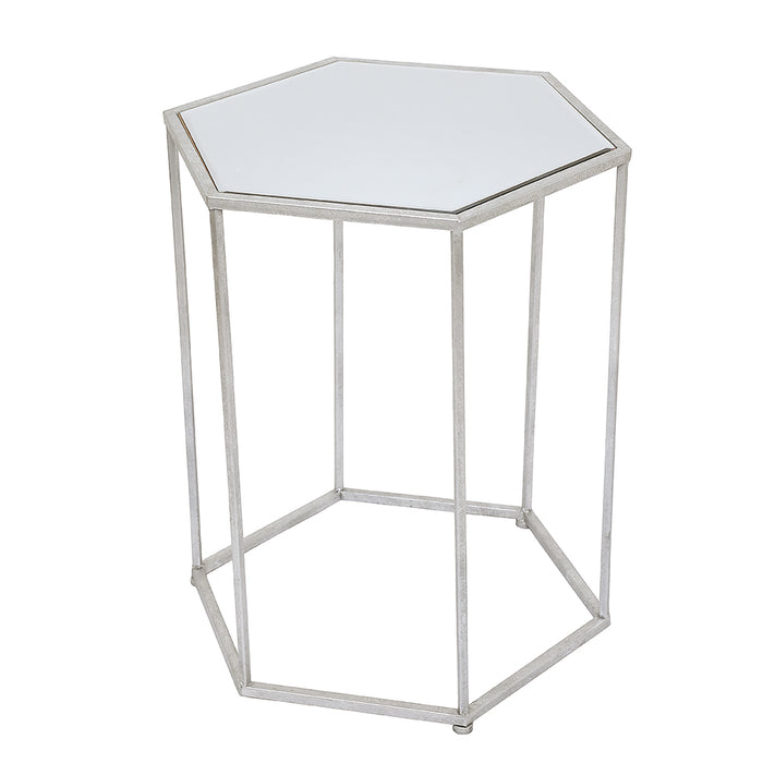 FT035P-2 Mesa Lateral Hexagonal Plata Grande 44.5cm.(L) x51cm.(P) x61cm.(A)