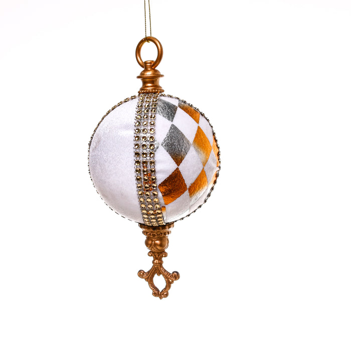 CX700BO Esfera Arlequin Blanco/Oro 20 Cm.
