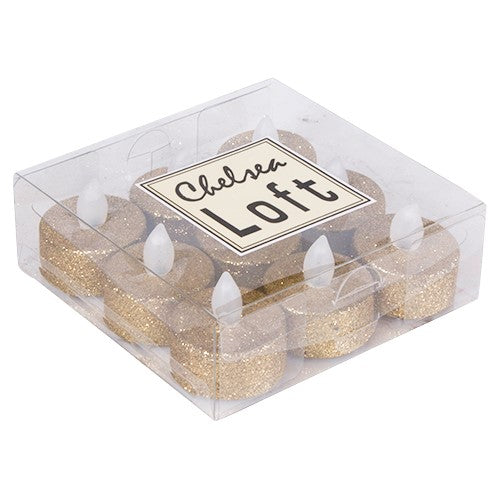 KLC001O Set 9 Velas Oro Votivas LED 3.8x3.5 cm.