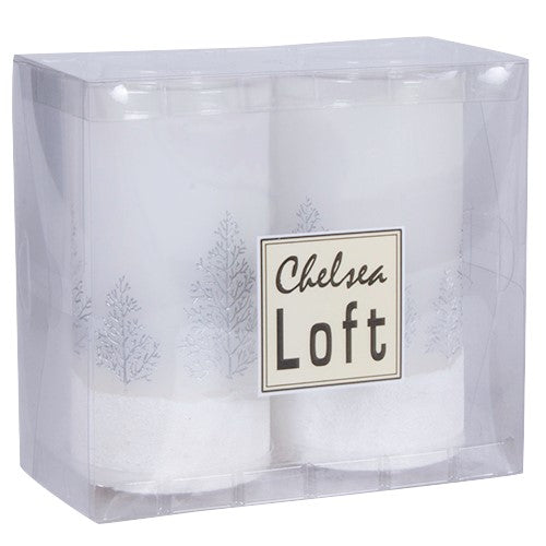 KLC392P Set 2 Cirios Pinos Plata LED 7.6x15 cm .
