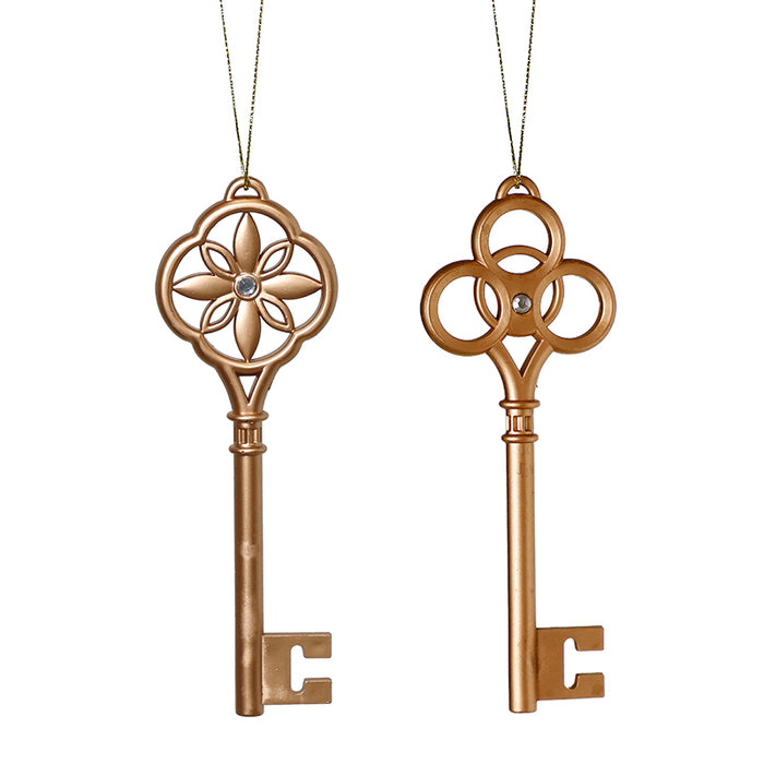 KWL112O Set 2 Ornamento LLave Antigua De Oro 14 Cm.