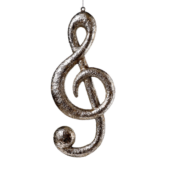 KWL157P Ornamento Clave De Sol Plata Metálico 32 Cm.