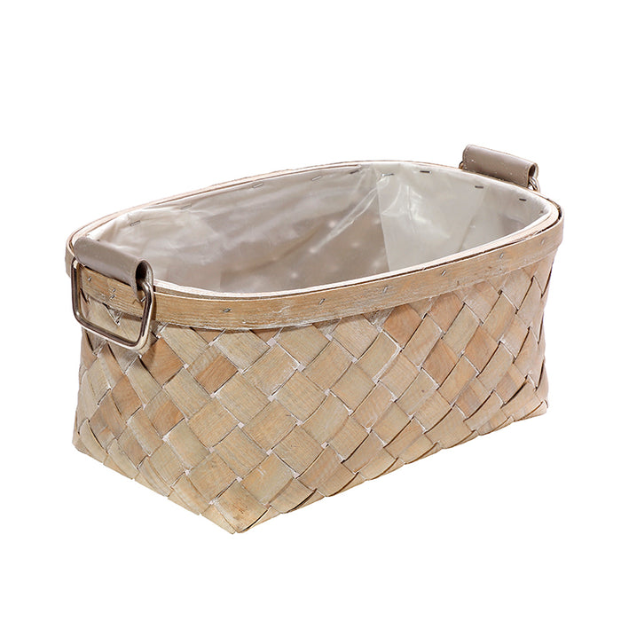 LX128G Canasta Grande Organizadora Oval Madera Tejida 36x28x16 cm