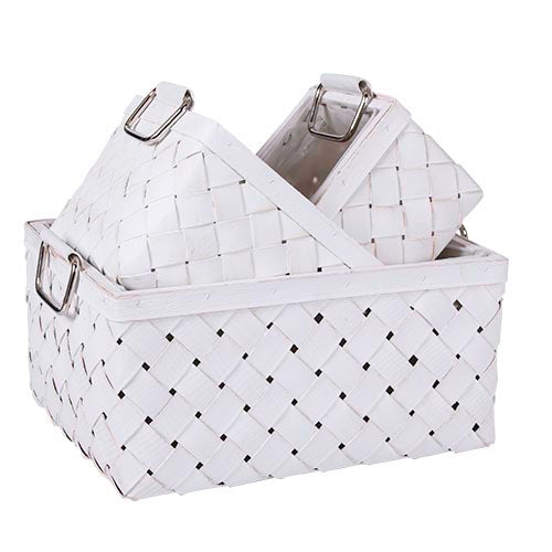 LX129M Canasta Mediana Organizadora Rectangular Madera Tejida 29x20x15 cm