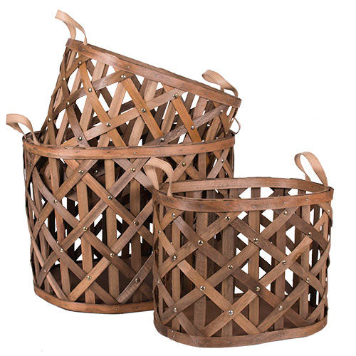 LX894M Cesto Mediano Lauren Madera Tejida 42x32x3 cm.