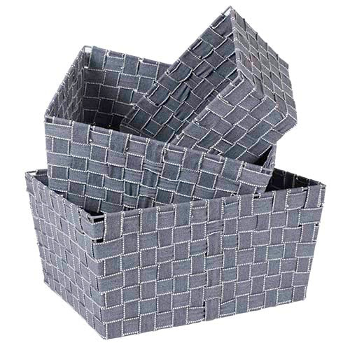 LX791M Canasta Mediana Tela Tejida 35x25x17 cm .