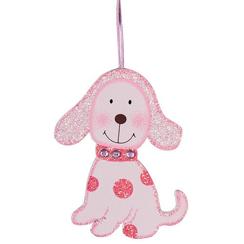 MA201R Perrito Madera Rosa 8 cm .