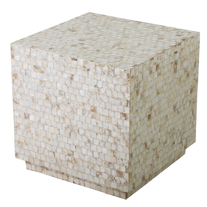 OP1901M Mesa Pedestal Cuadrada Madreperla 50(L)X50(P)X50(A) cm.