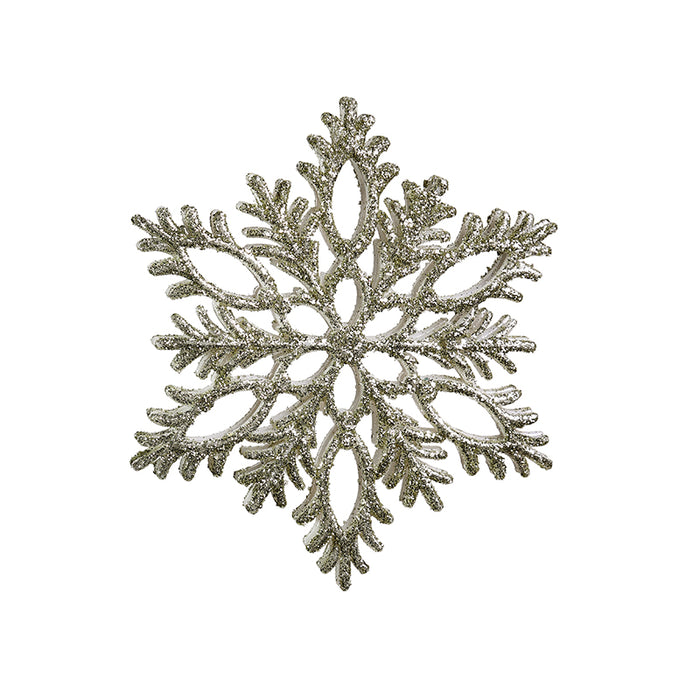 RH0679 Ornamento Copo De nieve Blanco y Champaña 13 Cm.