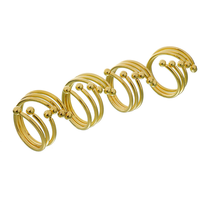 RH1176O Set 4 Servilleteros Espiral Oro 5 Cm.