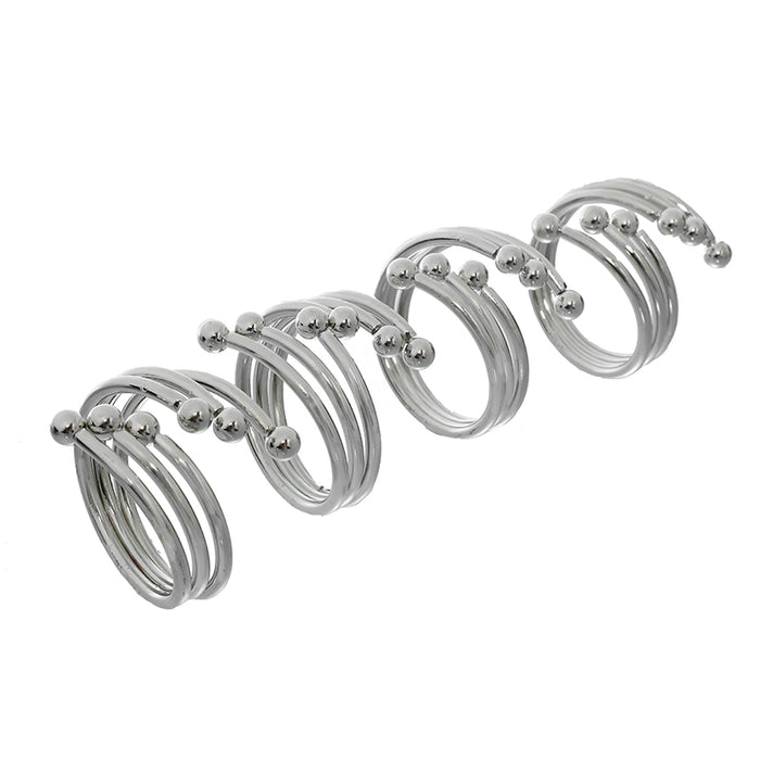 RH1176P Set 4Servilleteros Espiral Plata 5 Cm.