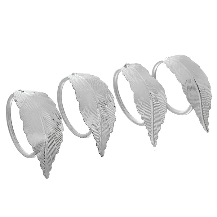RH9687P Set 4 Servilleteros Hoja Ovalada Plata 7 CM.
