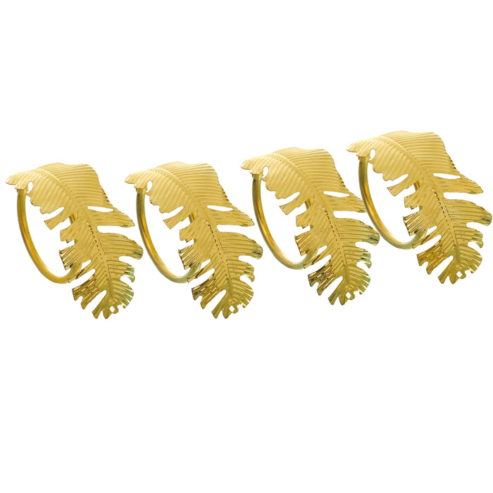 RH9689O Set 4 Servilleteros Hoja Palma Oro 10 Cm.