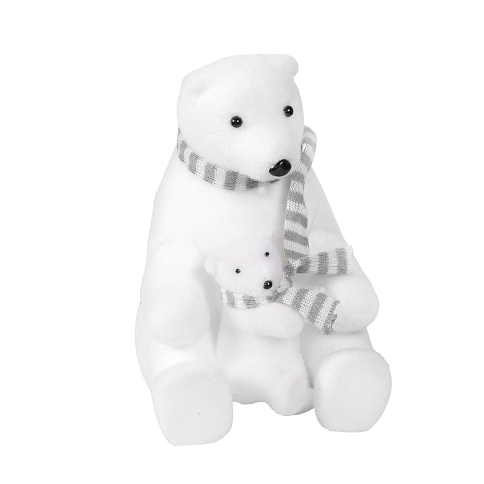 RJL1915 Oso Polar C/Bebe Bufanda Gris 35 Cm.