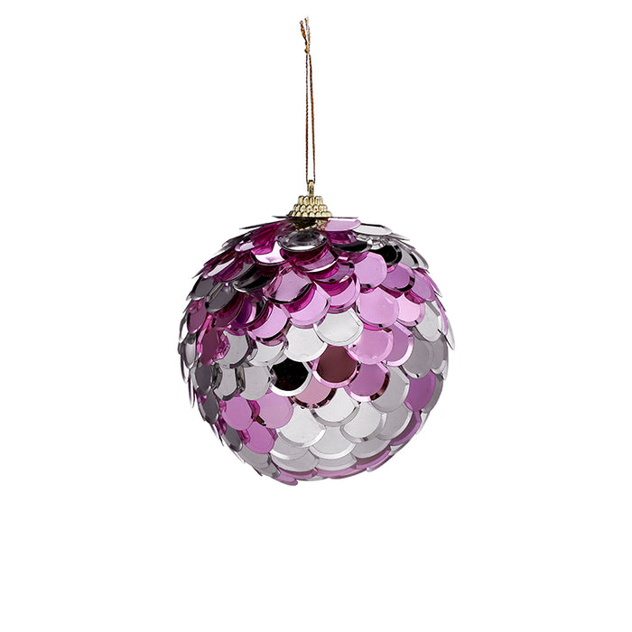 RJL310 Esfera Lentejuela Plata Y Rosa 11 Cm.