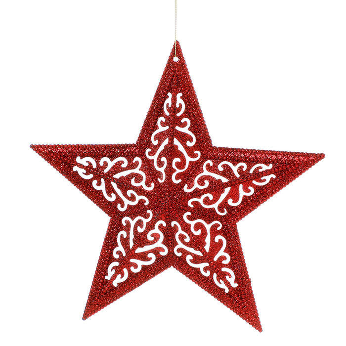 RJL432R Estrella Filigrana Roja Frost 26 Cm.